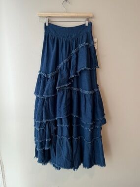 Anthropologie NWT Pilcro Asymmetric Ruffled Tiered Maxi Skirt